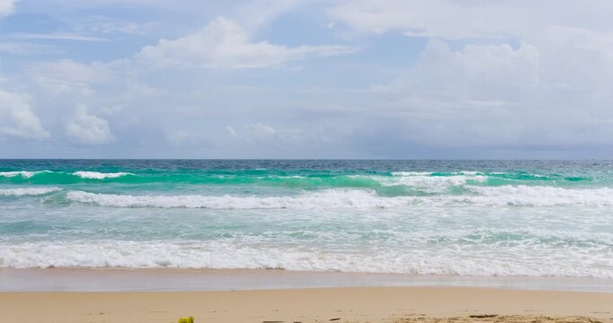 Phuket Thailand Nature video landscape view of beach sea sand and sky. Landscape view of beach sea in summer day. Beach space area. High quality DCI4K PRORES422