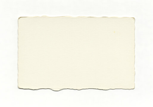 A blank, aged piece of paper with rough edges on a white background.