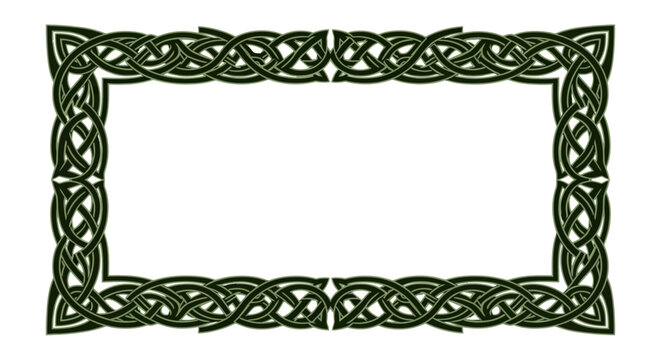 Ornate Celtic Knot Rectangle Border Design with Intricate Intertwined Pattern