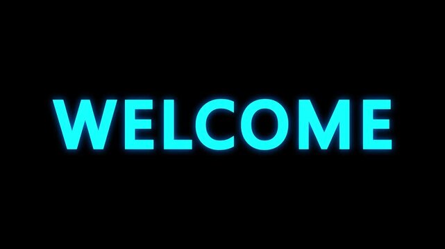 Welcome text animation with bouncing text effect in black background. Welcome Text Bounce Animation with Glow Effect. Cinematic Text Bounce Intro