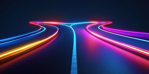 Fototapeta premium 光る道 分岐 未来