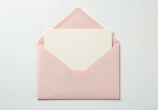 A pink envelope with a white letter inside on a plain background.