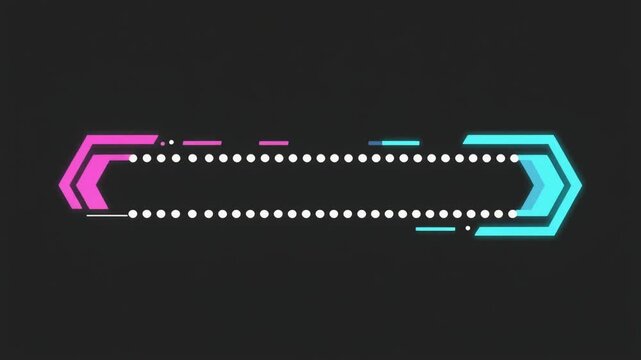 neon pink and blue dotted arrow graphic design element