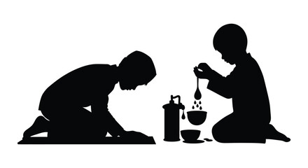 Ramadan Prayer Silhouette Entering Mosque