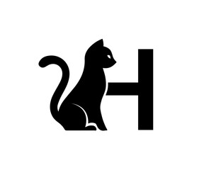 Initial letters H black cat logo designs Vector Image