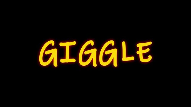 Giggle text animation with bouncing text effect in black background. giggle text bounce animation with glow effect. Cinematic Text Bounce Intro