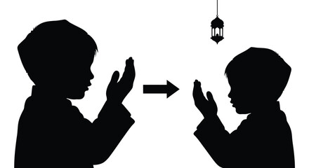 Ramadan Prayer Silhouette Icon Feet Tasbih