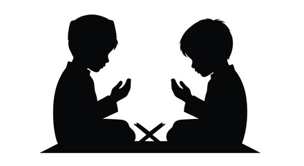 Family Prayer Silhouette at Mosque Exit