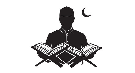 Fototapeta premium Ramadan Child Worship Silhouette Scene