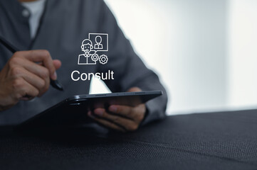 Professional Consultation Concept with Digital Device and Icons