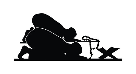 Woman in Ramadan Prayer Silhouette Portrait