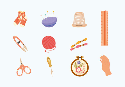 Embroidery and Weaving Illustration Design Set