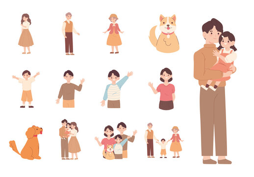 Family Cartoon Design Set