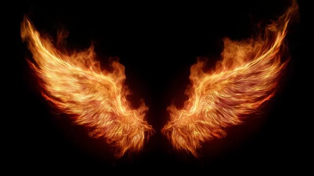 Fire wings glowing with heat and motion