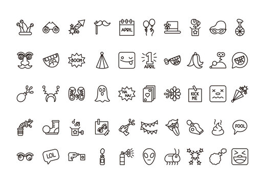 Funny Fools Day Line Design Set