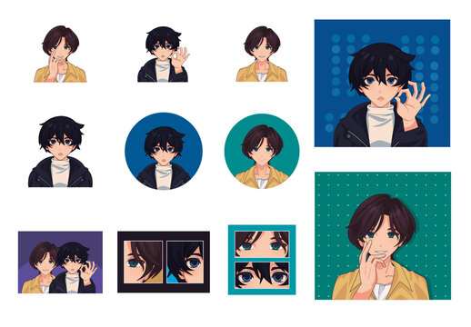 Anime Boy Avatar Design Set