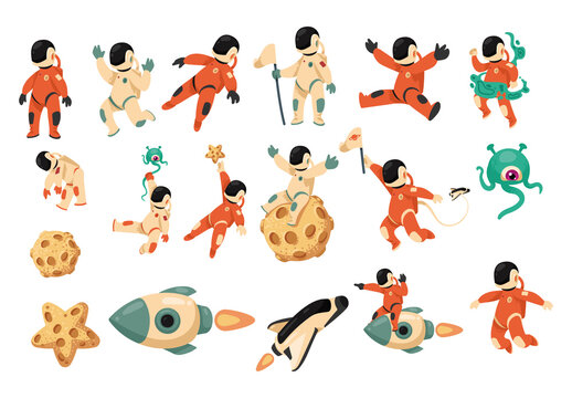 Astronaut Illustration Design Set