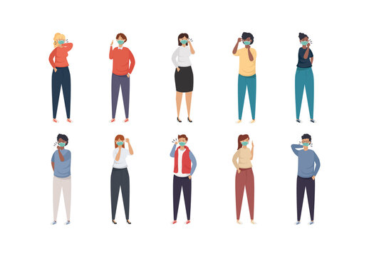 Covid Prevention People Illustration Design Set
