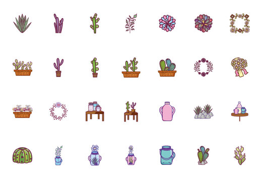 Decorative Potted Plant Vector Set
