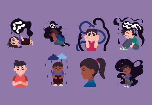 Depression Illustration Desing Set