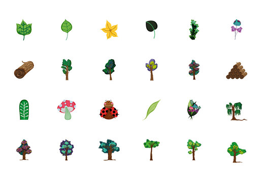 Decorative Tree Leaf Vector Set