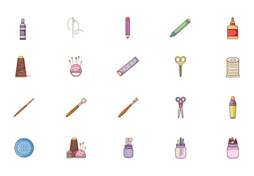 DIY Sewing Tools Vector Set