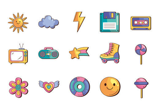Retro 90s Style Elements Set