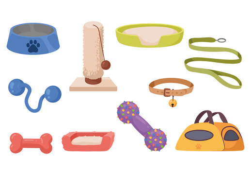 Pets Items Illustration Design Set