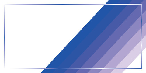 Abstract graphic background with diagonal blue and purple stripes and a reflective rectangular frame on a white backdrop. © Alfan