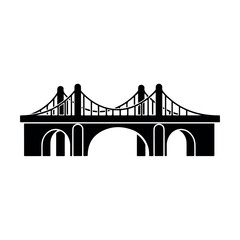 Obraz premium Minimalist black and white bridge illustration vector design for travel architecture urban landscape and engineering concept