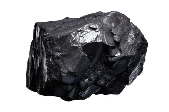Raw coal rock lump isolated on transparent background