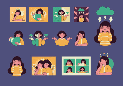 Mental Health Illustration Design Set