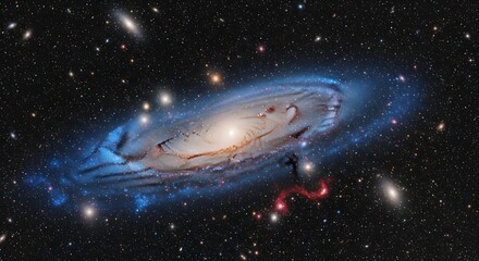 Andromeda Galaxy - A Stunning View of Our Cosmic Neighbor in Space.
