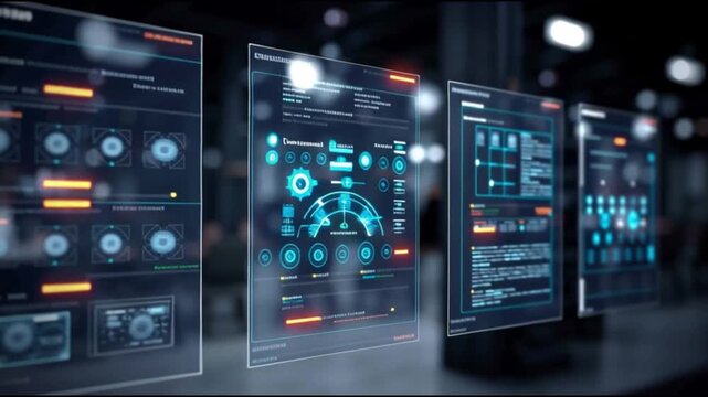 Agentic enterprise. AI native operations. Intelligent workflows. Enterprise scale. Futuristic digital interface panels displaying data and graphics.