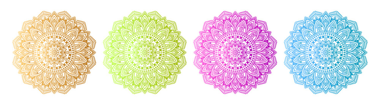Ethnic luxury mandala golden art rangoli transparent background islamic pattern arabesque for diwali invitation card