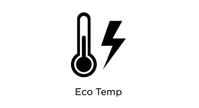 Thermometer and Lightning Bolt Icon Representing Eco Temperature Illustration