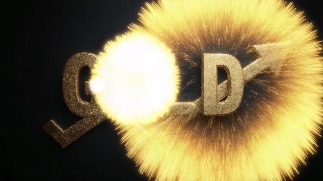 Gold text with financial growth arrow animation