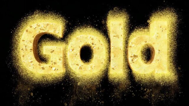 Exploding golden particles forming word Gold
