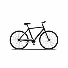 Simple black bicycle illustration viewed from the side on a plain white background vector graphic