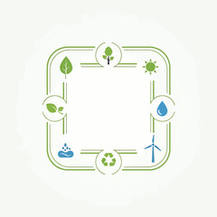 Eco-Friendly Frame with Renewable Energy Icons