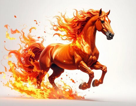 chinese traditional zodiak fire horse in white background