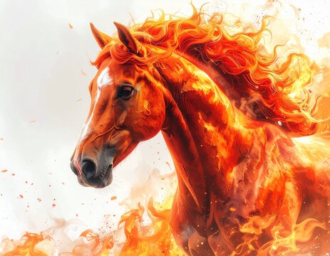 chinese traditional zodiak fire horse in white background