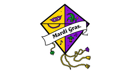Mardi gras kite illustration with mask and festive decorations © Shoaib