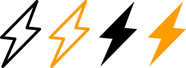 雷・電気のアイコン（エネルギー・パワー・稲妻マーク） Lightning Bolt Electric Power Icon 