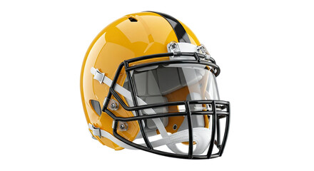 Fototapeta premium Yellow American Football Helmet with Clear Visor and Black Stripe