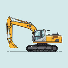 Yellow Excavator on Light Background