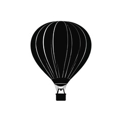 Obraz premium A black hot air balloon floating high in the sky with white lines