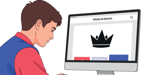 Online Premium Brand Crown Illustration isolated on transparent background