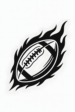 Flaming American Football Vector Logo &ndash; Dynamic Fire Sports Ball Silhouette Design