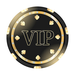 Exclusive VIP Casino Chip Design Featuring Gold, isolated on white background